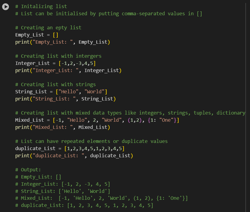List Initialization 